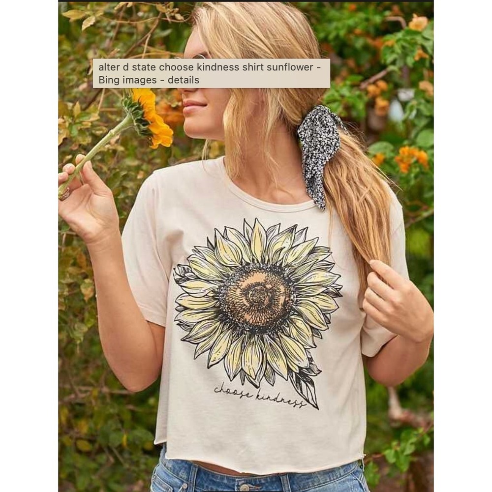 Altar'd State Sunflower Choose Kindness Crop Graphic Tee Women L Excellent